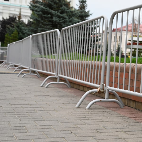 variety of barricades for rental, including crowd control barricades, traffic barricades, and construction barricades